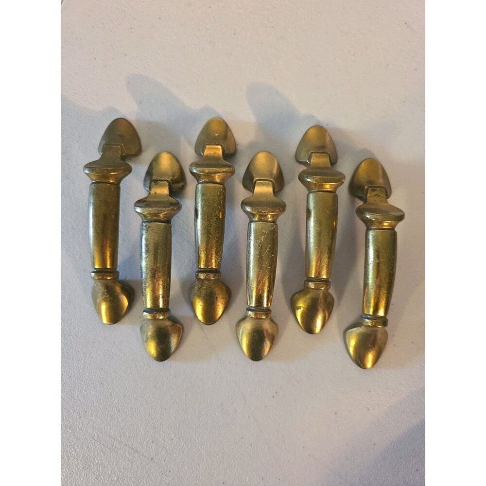 6 - Amerock Regency Brass Door Cabinet Pull, Handle BR 982-R1, 3" CTC, 4 5/8" L